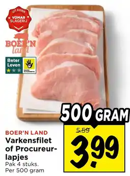 Vomar Voordeelmarkt Boer'n Land Varkensfilet of Procureurlapjes aanbieding
