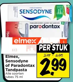 Vomar Voordeelmarkt Alle Elmex, Sensodyne of Paradontax Tandpasta aanbieding
