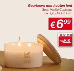 Kik Geurkaars met Houten Lont aanbieding