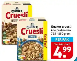 Hoogvliet Alle Quaker cruesli aanbieding