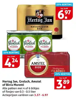Hoogvliet Alle Hertog Jan, Grolsch, Amstel of Birra Moretti aanbieding
