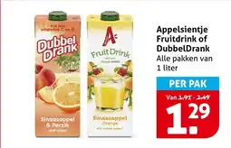 Hoogvliet Appelsientje fruitdrink of dubbeldrank aanbieding
