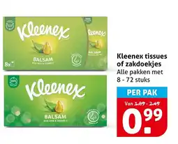 Hoogvliet Kleenex tissues of zakdoekjes aanbieding