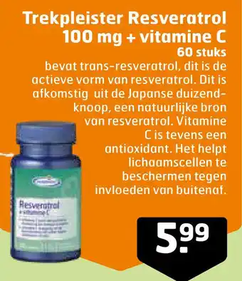 Trekpleister Trekpleister Resveratrol 100 mg + vitamine C 60 stuks aanbieding