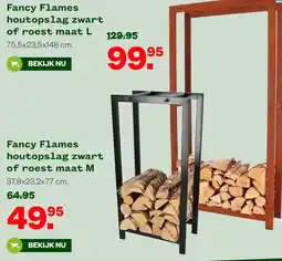 Welkoop Fancy Flames houtopslag zwart of roest maat M aanbieding
