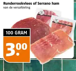 Poiesz Runderrookvlees of Serrano ham aanbieding