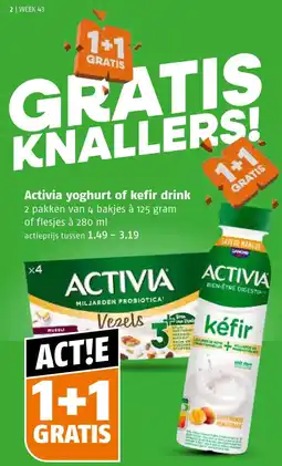 Poiesz Activia yoghurt of kefir drink aanbieding