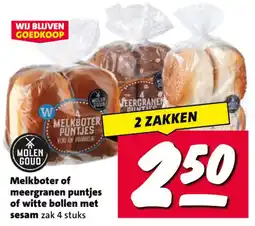 Nettorama Melkboter of meergranen puntjes of witte bollen met sesam aanbieding