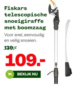 Welkoop Fiskars telescopische snoeigiraffe met boomzaag aanbieding