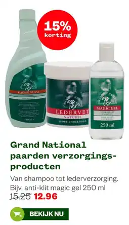 Welkoop Grand National paarden verzorgings-producten aanbieding