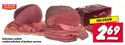 Nettorama Gebraden rosbfief, runderrookvlees of jambon serrano aanbieding