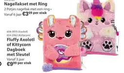 Marskramer Fluffy Axolotl of KittyCorn Dagboek met Sleutel aanbieding