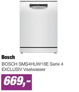 EP Bosch BOSCH SMS4HUW18E Serie 4 EXCLUSIV Vaatwasser aanbieding