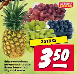 Nettorama Pitloze witte of rode druiven of blauwe bessen of ananas aanbieding