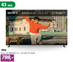 EP Sony Sony 43" BRAVIA 3 II - 4K LED TV 2026 aanbieding