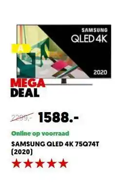 MediaMarkt Samsung QLED 4K 75Q74T aanbieding