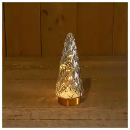 Pets Place Anna's Collection Glazen Boom Met Gouden Voet - Kerstverlichting - Grijs&Warm Wit Ø10,5x24,5 cm aanbieding