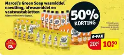 Kruidvat Marcel's Green Soap wasmiddel navulling, afwasmiddel en vaatwastabletten aanbieding