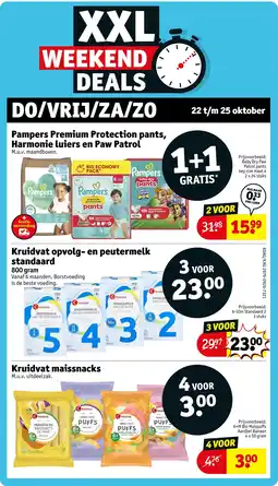 Kruidvat Pampers Premium Protection pants, Harmonie luiers en Paw Patrol aanbieding