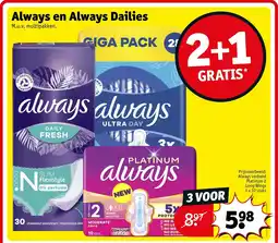 Kruidvat Always en Always Dailies aanbieding