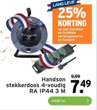 GAMMA Handson stekkerdoos 4-voudig ra ip44 3 M aanbieding