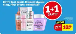 Kruidvat Elvive Bond Repair, Ultimate Glycolic Gloss, Fiber Booster en haarkuur aanbieding