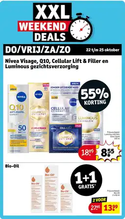 Kruidvat Nivea Visage, Q10, Cellular Lift & Filler en Luminous gezichtsverzorging aanbieding