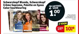 Kruidvat Schwarzkopf Blonde, Schwarzkopf Crème Supreme, Palette en Syoss Color haarkleuring aanbieding