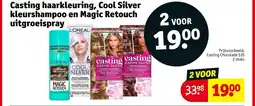 Kruidvat Casting haarkleuring, Cool Silver kleurshampoo en Magic Retouch uitgroeispray aanbieding
