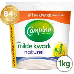 Jumbo Campina Volle Milde Kwark Naturel Voordeelpak 1 kg aanbieding