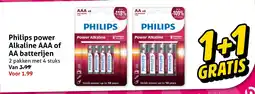 Hoogvliet Philips power Alkaline AAA of AA batterijen aanbieding