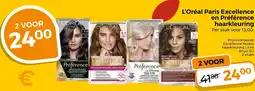 Trekpleister L'Oréal Paris Excellence en Préférence haarkleurung aanbieding