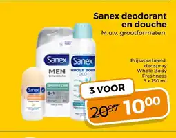 Trekpleister Sanex deodorant en douche aanbieding