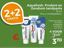 Trekpleister Aquafresh, Prodent en Zendium tandpasta aanbieding