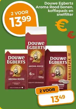 Trekpleister Douwe egberts aroma rood bonen, koffiepads en snelfilter aanbieding