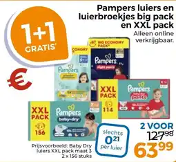 Trekpleister Pampers Luiers en Luierbroekjes big pack en XXL pack aanbieding