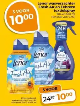 Trekpleister Lenor wasverzachter fresh air en febreze textielspray aanbieding