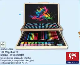 ALDI Home creation 103-delige houten schilder en tekenkoffer aanbieding