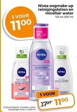 Trekpleister Nivea oogmake-up reinigingslotion en micellair water aanbieding