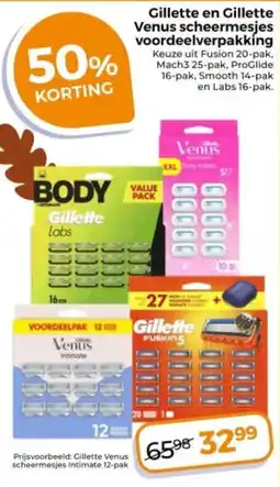 Trekpleister Gillette en Gillette Venus scheermesjes voordeelverpakking aanbieding