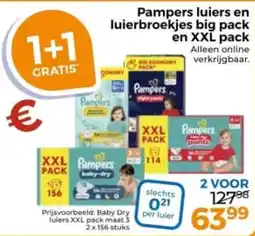 Trekpleister Pampers luiers en luierbroekjes big pack en XXL pack aanbieding