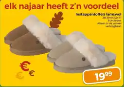 Trekpleister Instappantoffels lamswol aanbieding