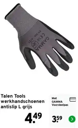 GAMMA Talen Tools werkhandschoenen antislip L grijs aanbieding