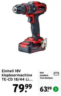 GAMMA Einhell 18V klopboormachine TE-CD 18/44 Li... aanbieding