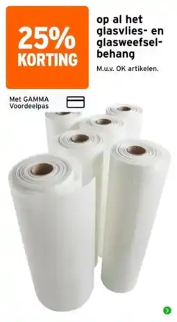 GAMMA glasvlies- en glasweefsel-behang aanbieding