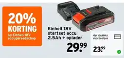 GAMMA Einhell 18V startset accu 2.5Ah + oplader aanbieding