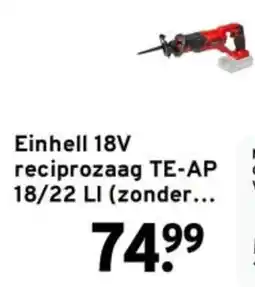 GAMMA Einhell 18V reciprozaag TE-AP 18/22 LI aanbieding