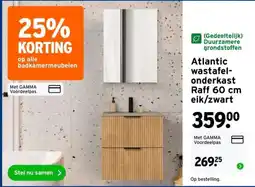 GAMMA Atlantic wastafel-onderkast Raff 60 cm eik/zwart aanbieding