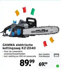 GAMMA gamma elektrische kettingzaag kz-2040 aanbieding