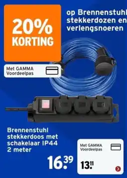 GAMMA Brennenstuhl stekkerdoos met schakelaar IP44 aanbieding